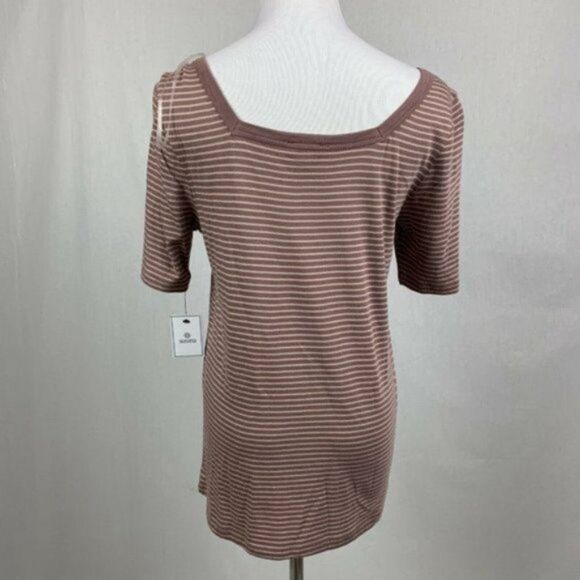 Susina  Square Neck Striped Tee Mauve - Picture 5 of 6